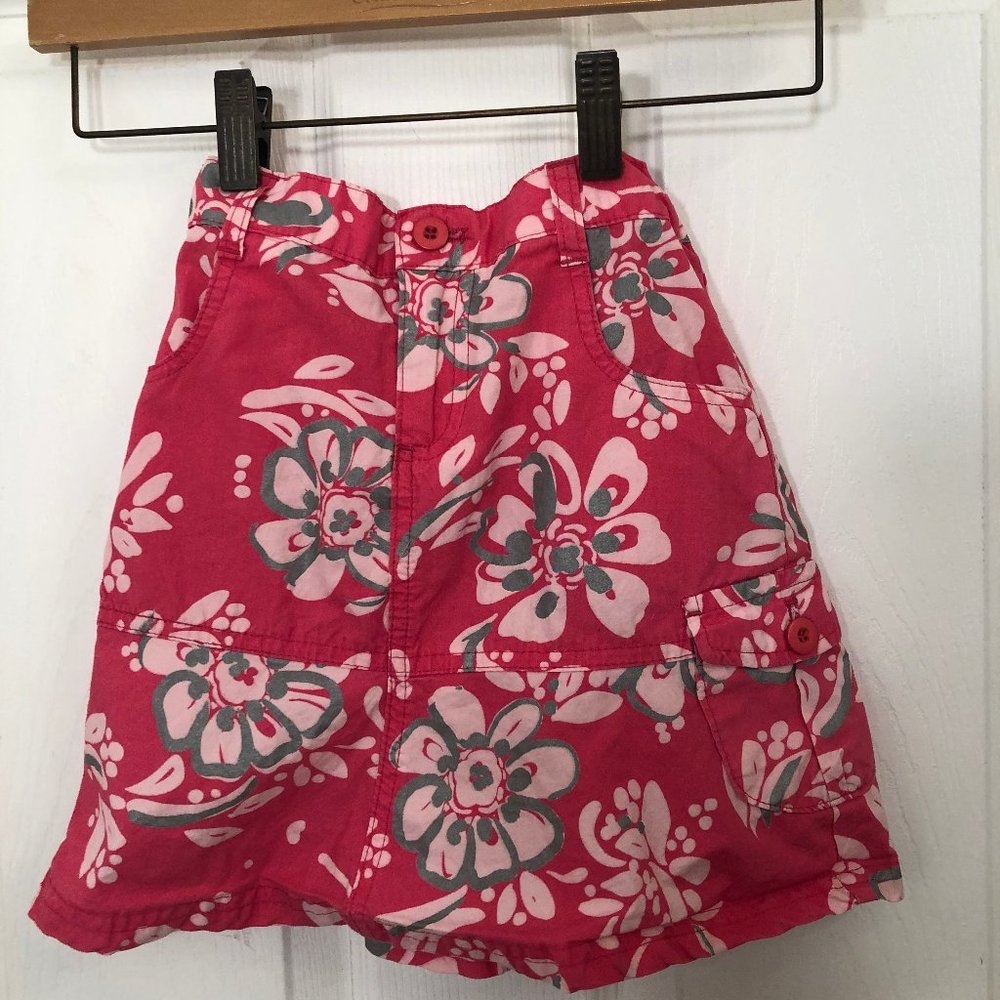 Garnet Hill Floral Cargo Skirt Adjustable Waist